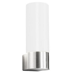 Outdoor wall luminaire AQUA WALL, IP44, E27, stainless steel / opal glass, brushed