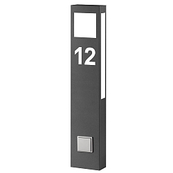 Huisnummer met verlichting AQUA PAULO POWER - HOUSE NR CUTTED 2-voudig, kant-en-klaar, met stopcontact 2G11 IP44, antraciet 