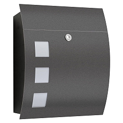Brievenbus WINDOW-VERSION met slot, gebogen, antraciet