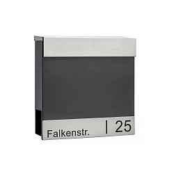 Brievenbus met krantenhouder ENGRAVED INOX BAR Lasergravure, antraciet, rvs