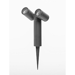 Buitenspot GU10 / REMOVABLE SPIKE 2-vlams, cilindrisch, met stekker, kantelbaar GU10 IP65, antraciet