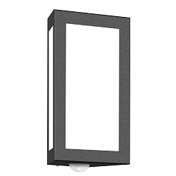 Outdoor wall luminaire AQUA LONG with motion detector, IP44, E27, stainless steel / opal glass, anthracite