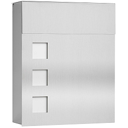 Brievenbus WINDOW-VERSION hoekig, straight, met slot, rvs