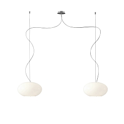 Pendelarmatuur AIH 2-vlams, medium E27 IP20, aluminium geborsteld, wit mat dimbaar