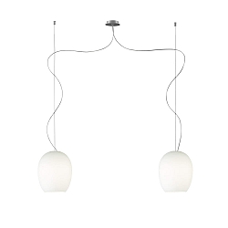 Pendelarmatuur ANUA 2-vlams E27 IP20, aluminium geborsteld, mat, opaalwit dimbaar