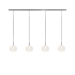 Pendelarmatuur BALL S 4-vlams, lang, dimbaar E27 IP20, aluminium geborsteld, opaal, wit mat dimbaar
