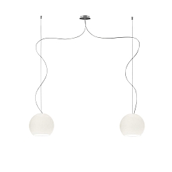 Pendelarmatuur BALL 2-vlams, klein, dimbaar E27 IP20, aluminium geborsteld, opaal, wit mat dimbaar