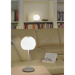 Tafelarmatuur BALL lang, dimbaar G9 IP20, aluminium geborsteld, opaal, wit mat dimbaar