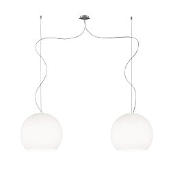 Pendelarmatuur BALL 2-vlams, groot, dimbaar E27 IP20, aluminium geborsteld, opaal, wit mat dimbaar