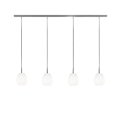 Pendelarmatuur BAGAN 4-vlams, lang, dimbaar E27 IP20, aluminium geborsteld, opaal, wit mat dimbaar