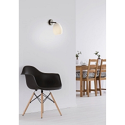 Wandarmatuur BAGAN E27 IP20, mat, opaalwit, zwart mat dimbaar