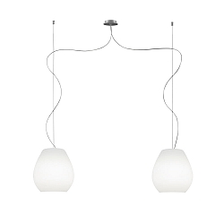 Pendelarmatuur BAGAN 2-vlams E27 IP20, aluminium geborsteld, opaal, wit mat dimbaar