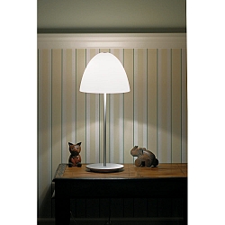 Tafelarmatuur BELL met schakelaar G9 IP20, aluminium geborsteld, wit mat 