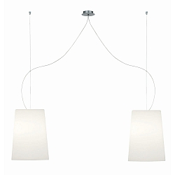 Pendelarmatuur MESA LONG 2-vlams E27 IP20, aluminium geborsteld, mat, opaalwit dimbaar