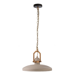 Concrete pendant luminaire CYGNI, � 40cm, chain suspension 150cm, E27, grey