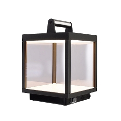 outdoor table luminaire LACERTAE with USB connection IP54, dark grey, transparent dimmable