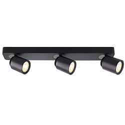 ceiling luminaire LIBRAE LINEAR III 3 flames, adjustable GU10 IP20, grey, mat, deep black dimmable