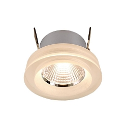 Recessed LED ceiling luminaire COB 68 ACRYL, 6.5W, 30�, aluminum, silver, satin, 2700K