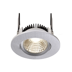Recessed LED ceiling luminaire COB-68-24V-ROUND, voltage constant, 4.5W, 4000K, 45�, brushed silver