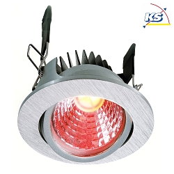 Deko-Light LED Ceiling recessed luminaire COB LED 68 RGBW, 24V DC, 8.5W RGB+WW 500lm 50°, voltage constant, dimmable, brushed si