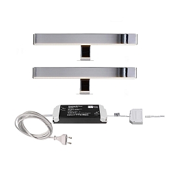 Bundle of 2 - LED furniture luminaire MIRROR LINE I, IP44, 12V DC, 8W 3000K 380lm 120�, chrome