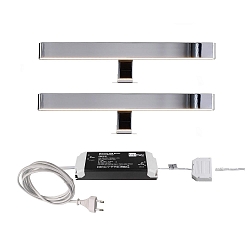 Bundle of 2 - LED furniture luminaire MIRROR LINE II, IP44, 12V DC, 12W 3000K 550lm 120�, chrome