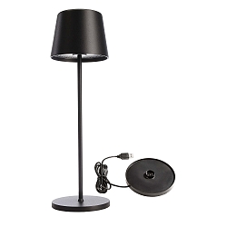 Tafellamp op batterijen BUNDLE CANIS set van 1, met lader IP65, mat, zwart dimbaar