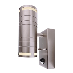 Wall luminaire ZILLY II UP&DOWN, 35W, with motion detector, 2x GU10, 220-240V, IP44, stainless steel, silver