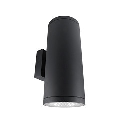 Gevelspot SHORELINE PRO ROUND 140 UP&DOWN 2-vlams, rond, CCT Switch IP65, donkergrijs dimbaar