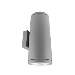 Gevelspot SHORELINE PRO ROUND 140 UP&DOWN 2-vlams, rond, CCT Switch IP65, lichtgrijs dimbaar