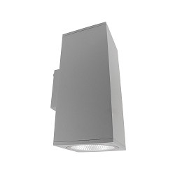Gevelspot SHORELINE PRO SQUARE 140 UP&DOWN 2-vlams, hoekig, CCT Switch IP65, lichtgrijs dimbaar