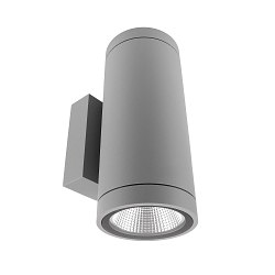Gevelspot SHORELINE PRO ROUND 100 UP&DOWN 2-vlams, rond, CCT Switch IP65, lichtgrijs dimbaar