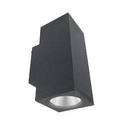 Gevelspot PRO SQUARE 100 UP&DOWN 2-vlams, hoekig, CCT Switch IP65, donkergrijs dimbaar