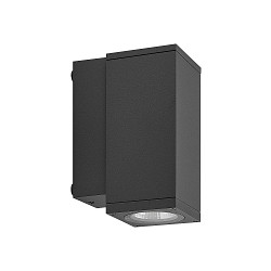 Gevelspot SHORELINE PRO LED SQUARE 70 DOWN 1-vlams, hoekig, CCT Switch IP65, donkergrijs dimbaar
