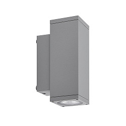 Gevelspot SHORELINE PRO LED SQUARE 70 UP&DOWN 2-vlams, hoekig, CCT Switch IP65, lichtgrijs dimbaar