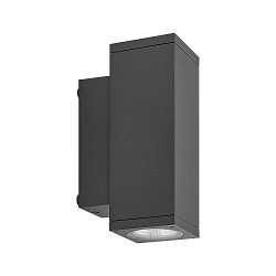 Gevelspot SHORELINE PRO LED SQUARE 70 UP&DOWN 2-vlams, hoekig, CCT Switch IP65, donkergrijs dimbaar