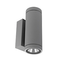 Gevelspot SHORELINE PRO ROUND 68 UP&DOWN 2-vlams, rond, CCT Switch IP65, lichtgrijs dimbaar