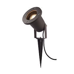 Outdoor ground spike luminaire LOMI, IP65 / IP44, GU10 max. 7W, with 200cm cable + IP44 connector, aluminum, matt black