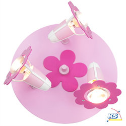 Rondell spotlight BLOSSOM, nursery lamp, 3x E14, pink