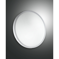 Fabas Luce PLAZA Ceiling luminaire, IP41, E27, glass white, � 30cm, metal white