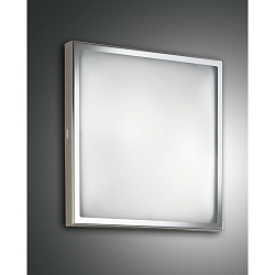 Fabas Luce OSAKA Ceiling luminaire, E27, 30x30cm, glass white, metal chromed