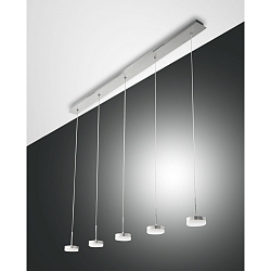 Fabas Luce DUNK LED Pendant luminaire, brushed aluminum, 5 flames