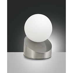 Fabas Luce GRAVITY LED Table lamp, 5W, glass white, nickel satin