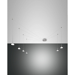 Fabas Luce ISABELLA LED Pendant luminaire 6 pendulums, nickel satin / chrome / aluminum