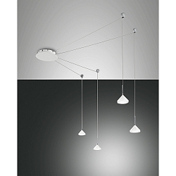 Pendelarmatuur ISABELLA 4-vlams, bedienbaar met stem, incl. Smartluce IP20, chroom, gesatineerd, wit dimbaar