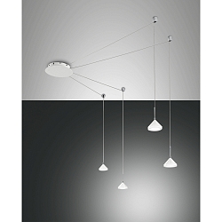 Pendelarmatuur ISABELLA 4-vlams IP20, chroom, gesatineerd, wit dimbaar