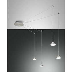 Pendelarmatuur ISABELLA 4-vlams, bedienbaar met stem, incl. Smartluce IP20, aluminium, chroom, nikkel gesatineerd