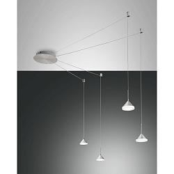 Pendelarmatuur ISABELLA 4-vlams IP20, aluminium, chroom, nikkel gesatineerd, gesatineerd dimbaar