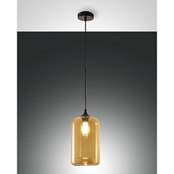 Pendelarmatuur SILO cilindrisch, instelbaar E27 IP20, amber, zwart dimbaar