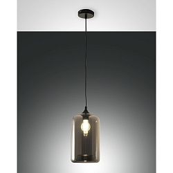 Pendelarmatuur SILO cilindrisch, instelbaar E27 IP20, rookkleuren, zwart dimbaar